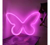 Led Butterfly Neon Sign,Wall Decor,Battery Powered Night Light,Suitable For Living Room,Kids Room,Girls,Christmas Party Decoration,Usb Operated,Reusable (1pc Pink)