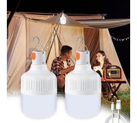 Led Camping Lamp,Usb Rechargeable Camping Lamp,3 Lighting Modes Brightness Camping Fishing Hiking Portable Lantern Outdoor Emergency Power Outage (2 Pack)