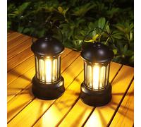 Led Camping Lantern,Pack Of 2 Retro Battery-Powered Camping Lamps,Ipx4 Waterproof Camping Light,Adjustable Brightness,For Camping,Fishing,Garden,Hiking And Emergency Outages