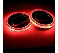 LED Car Coaster, Riloer 2Pcs Tapis Lumineux Ambiance Intérieure Lumière Solaire Porte-Gobelet Pad, Rouge
