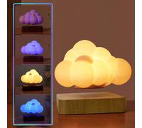 Led Chambre Lampe Nuage,Lampe Decorative 3d Flottant Et Filant Librement Dans L`Air Avec Socle En Bois,3 Modes D'éclairage Pour Des Cadeaux Uniques Pour Les Fêtes(Couleur Bois