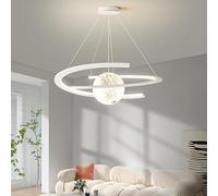 LED chaner salon lumière principale moderne simple abat-jour en verre éclairage décoratif style scandinave lampe anneau minimaliste lune pendentif lumière chambre restaurant hôtel plafonnier (Couleur