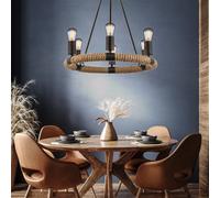 LED Chanvre Suspendu Lustre Rétro Filament Plafonnier Lampe Cuisine