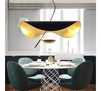 LED Chapeau Lumiere Suspension Feuille Or Pendentif Lumière Chapeau Créatif Lustre Moderne Salon Lampe Ligne Réglable Hauteur Plafonniers Cuisine Salle À Manger Chambre Bureau Luminaire Noir,40cm