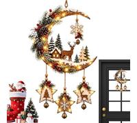 LED Christmas Crescent Moon Wall Decor - Vintage Style Light | Star Sconce | 2D Flat Acrylic Hanging Lamp, Battery Powered 3 AAA, Warm Glowing Night Light, For Bedroom, Window, Party & Dorm