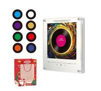 LED Christmas Fridge Magnet Vinyl Music Box, Illuminated NFC Record Player with 9 Mini Discs, Warm LED, Magnetic Mount. Festive Music and Glow Display (1Set)