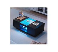 LED coffee table for the living room, modern storage coffee table with LED lighting, large black centrepiece for the living room