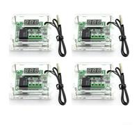 LED Contrôle de température 12 V pour W1209 ABS Boîtier de protection LED | Lot de 4, fonctionnement 12 V, interface programmable, fonction de minuterie, mode de comptage intégré
