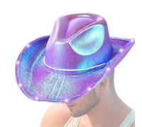 LED Cowboy Hat - Flashing Light Up Wide Brim Halloween Cap,Colorful Glowing | Creative Shining In Dark Cowboy Hat for Home Workplace Cowboy Hat With Lights Multifunctional Fashionable