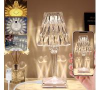 LED cristal lampe de table diamant lampe de chevet 3 couleurs de lumière gradable USB courant acrylique atmosphère veilleuse décoration pour chambre à coucher