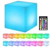 LED Cube Veilleuse Rechargeable Carrée Lampe De Chevet Télécommande Lumières Avec 16 Couleurs Et 4 Modes Et 3 Timing, Lampe De Table LED Pour Jardin Camping Chambre (10cm)
