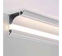 LED-Deckenschienenbeleuchtung, Kronenleiste, 8,4 x 8,4 cm, Kronenleiste für Wand und Decke, Aluminium, indirekte Beleuchtung, LED-Kanal für 1/2"-Lichtbänder (7,5 m)