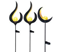 LED Décoration de jardin Lampes solaires Lampes d'extérieur Décoration, design flamme demi-lune, IP44, bronze clair, set de 3