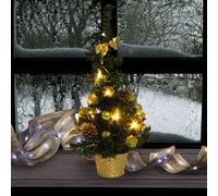 LED Deko Sapin de Noël H=45cm 10 lumières Décoration Noël XMAS wohnen TOP, Couleur:or