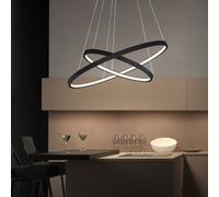 LED Design Lampe Suspendue Variateur la Vie Chambre Anneau Plafonniers Noir