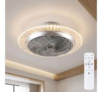 LED Design Ventilateur de Plafond Bas Télécommande Lumière Jour Dimmer Minuteur