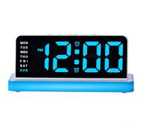 LED Digital Alarm Clock Large Screen Date Display(Blue) | Bright large screen, clear time date weekday view, easy read from any angle, modern bedroom decor