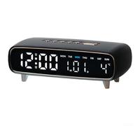 LED Digital Alarm Clock with pour temp Display USB Port LED Digital(black) | Bright LED screen, shows time date week pour temp, easy read day or night, plastic build, modern oval shape