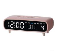 LED Digital Alarm Clock with pour temp Display USB Port LED Digital(pink) | Bright LED screen, shows time date week pour temp, easy read day or night, plastic build, modern oval shape