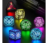 LED DND Dice Set Rechargeable, Cool Light up Dice Wireless Charging for Dungeons and Dragons, ZHOORQI Polyhedral Dice Role Playing Gifts(RGB-Dragon Scale)