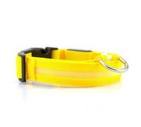 LED Dog Pet Collar Flashing Luminous Creative Dog Cats Adjustable Safety Light Up Nylon Tag Supplies Pets Products Accessories (Yellow Large)