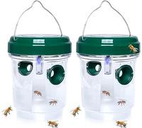 LED Drosophila Trap Piège à Mouche Guêpes et Moustiques Solar LED Fly Traps Outdoor Wasp pour Les Abeilles Vestes Jaunes 2 Pack (Green-2pc)