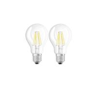 Osram LED BASE CLASSIC A / Lampe LED, ampoule de forme classique, avec un style filament, avec un culot à vis: E27, 7 W, 220…240 V, 60 W remplacement, clair, 2700 K, 2pack