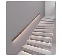 LED en bois avec lumières rondes, système de garde-corps lumineux pour escalier intérieur et extérieur, naturel, 100 cm, côté gauche