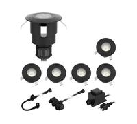 ledscom.de Lampe LED encastrée dans le sol ATRIA pour l'extérieur, IP65, noir, rond, 40mm Ø, blanc chaud 6er Set