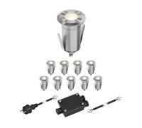 ledscom.de Lampe LED encastrée dans le sol GLOX pour l'extérieur, IP67, aluminium, ronde, 35mm Ø, blanc chaud, set de 10 pièces