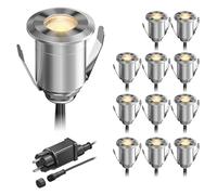 LED encastrées au sol BINO pour l'extérieur IP67 32mm Ø blanc chaud 12pcs.