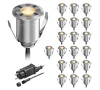 ledscom.de Lampe LED encastrée dans le sol BINO pour l'extérieur, IP67, 32mm Ø, blanc chaud, set de 20 pièces