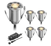 ledscom.de Lampe LED encastrée dans le sol BINO pour l'extérieur, IP67, 32mm Ø, blanc chaud, set de 5 pièces