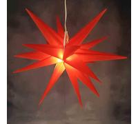 LED étoile en plastique rouge 25cm batterie 6/18h minuterie IP44 extérieur 33897