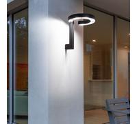 Applique extérieure LED applique murale aluminium plastique lumières extérieur gris satiné, design anneau, 1x LED 6 watts 280 lumens blanc chaud, HxLxP 20x22x22,5 cm