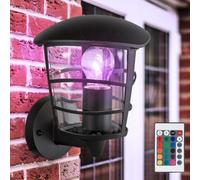 Lanterne murale ALU Télécommande Façade Cour Lampe extérieure dimmable en kit, ampoules LED RGB incluses