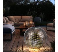 Lampe enfichable SOLAR d'extérieur LED spot de terrasse boule lampe déco de jardin gris argenté piquet de sol