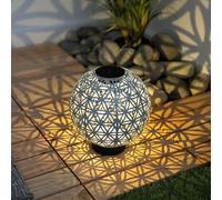 Lampes solaires sphériques pour lampe solaire d'extérieur boule orientale Boules de jardin LED solaires, optique béton à effet de lumière blanche, 1x LED blanc chaud, DxH 20x21 cm