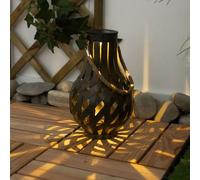 Lanterne de décoration de jardin Lanterne solaire avec maille de bambou à suspendre ou à poser, LED blanc chaud, DxH 27x17,5 cm, terrasse de jardin