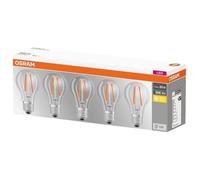 Osram Lampe LED Base Classic A, douille : E27, blanc chaud, 2700 K, 7 W, remplacement pour ampoule 60 W, transparent, lot de 5