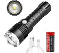 Led Flashlight 7000 Lumens Super Bright Zoomable Led Tactical Torch Usb Rechargeable 5 Lighting Modes Waterproof Outdoor Torch For Camping, Hiking, Emergency