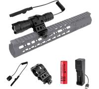 Led Flashlight, Super Bright 5000 Lumens Tactical Torch, Zoomable 1 Mode, Waterproof Military Torch With Picatinny Rail Holder And Batteries, For Hunting, Camping