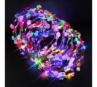 LED Bandeau Fleur 12PCS Melanger - Oreille Animale LED Flash Bandeau Fleur Florale Guirlande Mariage pour LesFemmes Filles Accessoires de Cheveux Fete du Festival de Mariage Noel, llluminer Bandeau