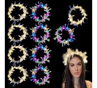 LED Fleur Guirlande Cheveux, 10 Pieces Guirlande De Plumes Bandeau, Guirlande De Plumes Lumineuses Pour Femmes Filles Adultes Enfants Fête De Mariage Festival Accessoires Photo Props