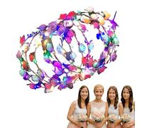 LED Flower Crown, LED Glowing Floral Wreath Crowns, 8.27x8.27 inches Modern Light-Up Garland Headdress, Battery-Powered 10-Piece Set for Weddings, Birthdays, Role-Play, Festivals