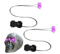 LED Glowing Eyes - Light Up Skull Props with Timer, 2-Pack LED Glowing Eyes with Timer for Skulls, Pumpkins & Tombstones | Spooky Halloween Decorations for Indoor Outdoor Props, Skeletons & Maskss