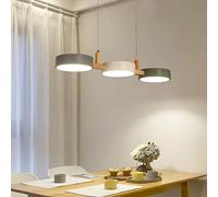 LED Gradable lampe de salle à manger bois 3 flammes lampe suspension nordique moderne lumière suspendue 3000K/4500K/6000K acrylique lampe suspendue pour salon cuisine lustre Longueur : 77 cm