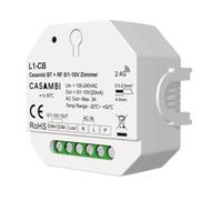 Led Gradateur Bluetooth Casambi 0-10 V 1-10 V, RF 2,4 GHz et bouton NO, Push Dim, Relais AC intégré 3A, entrée AC220 V, pour pilotes LED dimmables 0/1-10 V, compact par boîte encastrée ou dérivation
