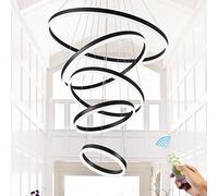 LED Grands Anneaux Foyer Entryway High Plafond Chandelier Lightture avec télécommande pour Salle à Manger, escalier