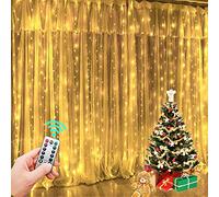LED Guirlande avec crochet, Guirlande lumineuse LED rideau 3M long (1m/2m/3m haut), led bande, bandeau pour décoration de fête de mariage et noël, télécommande USB, (Blanc chaud, 3m x 1m)